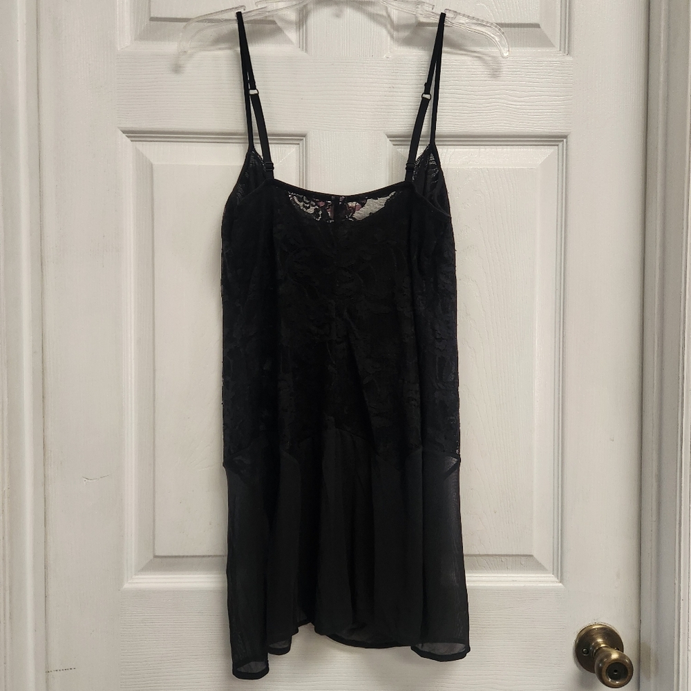 Y2k Victoria's Secret L Black Sheer Lace Mini Dress Nightgown - Picture 5 of 9